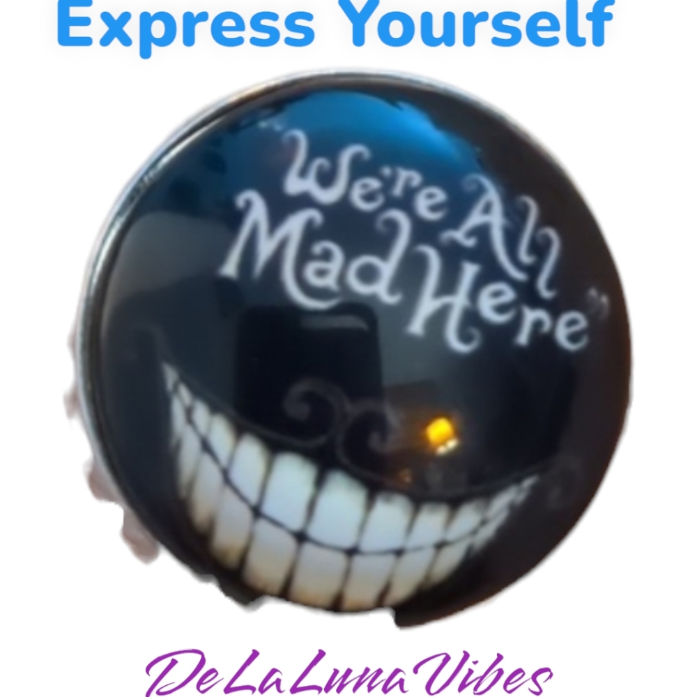 3/$12 Black and White Cheshire Cat from Alice in Wonderland. Enamel Pin.